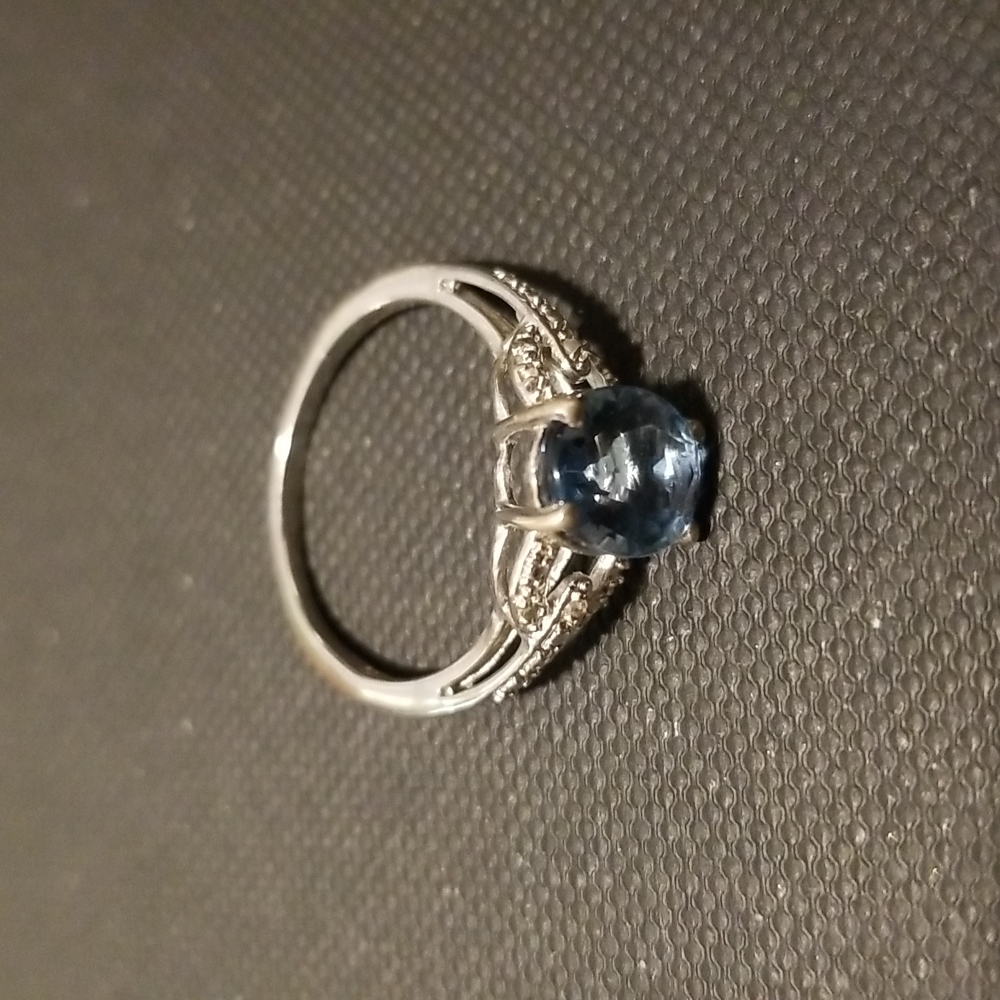 Sterling silver ring with blue stone